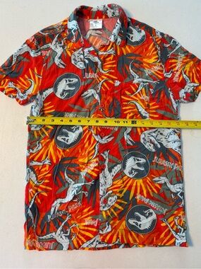 Jurassic Park Men’s Red Tropical Button-Down Shirt